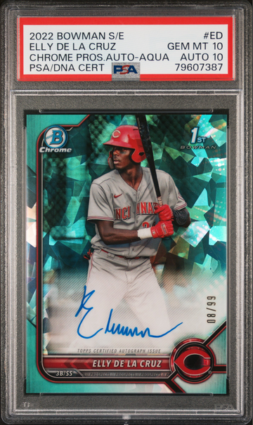 2022 Bowman Sapphire Elly de la Cruz 1st Bowman /99 Auto PSA 10 / 10