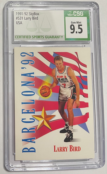 1991 1992 SKYBOX USA #531 LARRY BIRD #33 dream team CELTICS CSG 9.5 10 GEM MINT