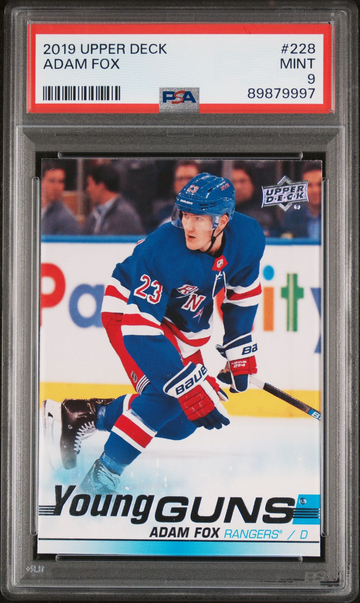2019 Upper deck Adam Fox young gun rookie rangers psa