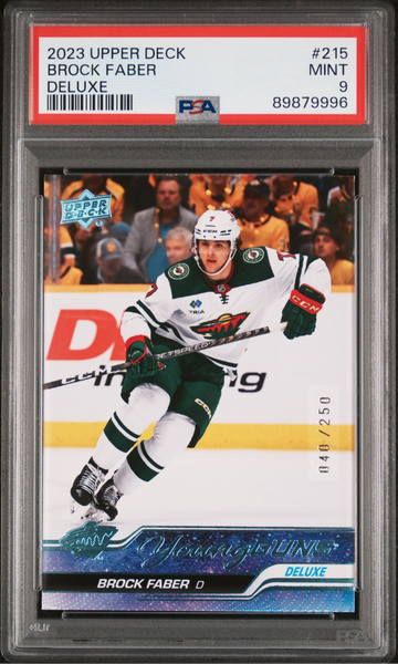 2023-24 Upper Deck DELUXE Brock Faber Young Guns rookie PSA 9