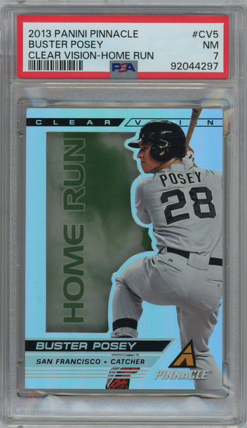 2013 Panini Pinnacle Buster Posey #CV5 Clear Vision Home Run PSA 7