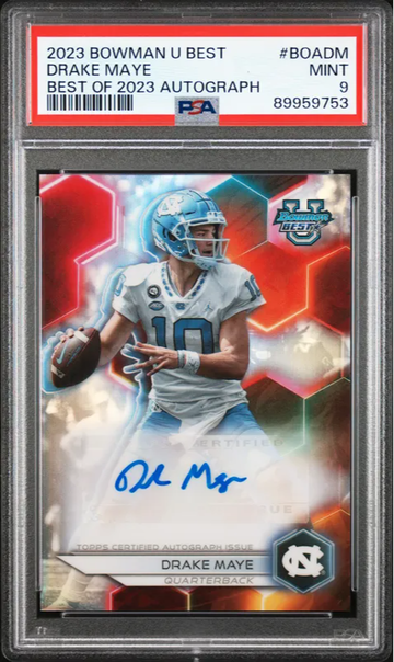 Drake Maye 2023 Bowman University Best Best Of 2023 Autographs #BOADM PSA 9