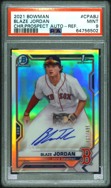 Blaze Jordan 2021 Bowman Chrome Prospect Auto #CPABJ Refractor 497/499 PSA 9