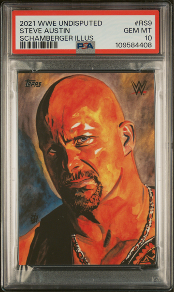 Steve Austin 2021 Topps WWE Undisputed Rob Schamberger Illustrations #RS9 PSA 10