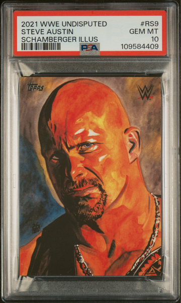 Steve Austin 2021 Topps WWE Undisputed Rob Schamberger Illustrations #RS9 PSA 10