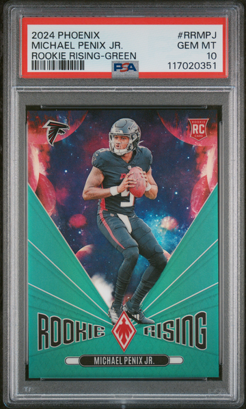 Michael Penix JR. 2024 Panini Phoenix Rookie Rising Green #RRMPJ PSA 10