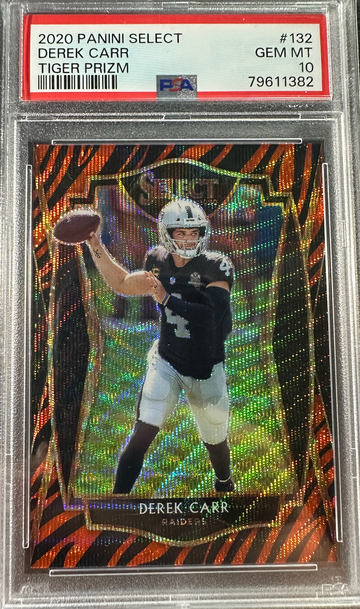 2020 Panini Select Derek Carr Tiger Prizm PSA 10 SSP