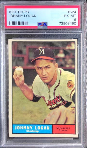 1961 Topps 524 Johnny Logan Milwaukee Braves PSA 6