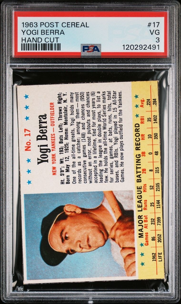 1963 Post #17 Yogi Berra PSA 3