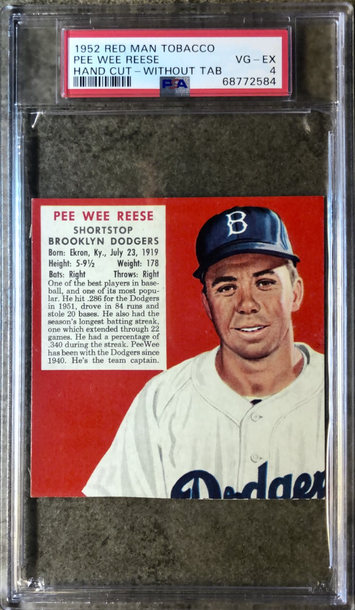 1952 Tobacco Card No Tab for Pee Wee Reese (HOF) Brooklyn Dodgers NL 17