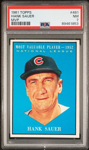 1961 Topps #481 Hank Sauer MVP Chicago Cubs PSA 7