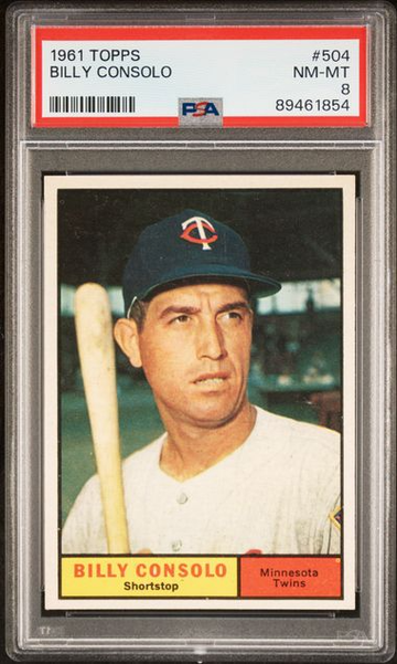 1961 Topps #504 Billy Consolo of Minnesota Twins PSA 8