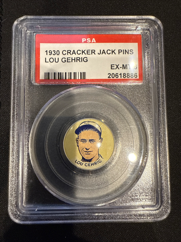 1930 PR4 Cracker Jack Pin Lou Gehrig PSA 6