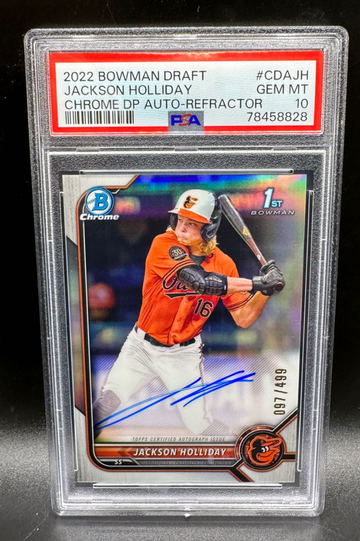 2022 Bowman Draft Chrome Refractor Jackson Holliday RC Rookie 1st Auto Autograph #/499 PSA 10
