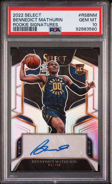 2022-23 Panini Select Bennedict Mathurin Silver Prizm Rookie Auto RC /249 PSA 10