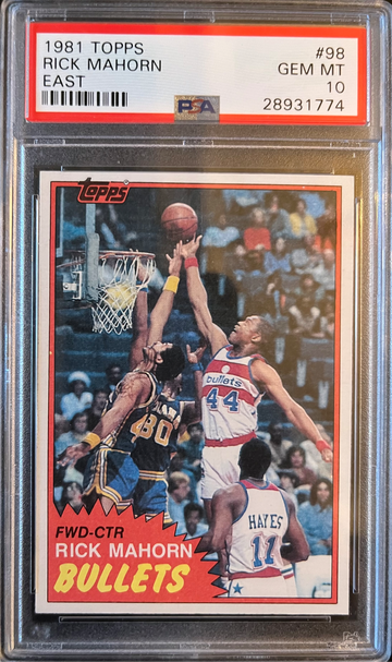 1981 Topps Basketball East #98 Rick Mahon Rookie RC Bullets PSA 10 GEM MINT