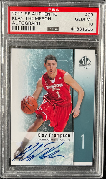 2011 SP Authentic #23 Klay Thompson Rookie RC Auto PSA 10 Gem Mint POP 24