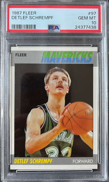 1987 Fleer Basketball #97 Detlef Schrempf Rookie RC Mavericks PSA 10 GEM MINT