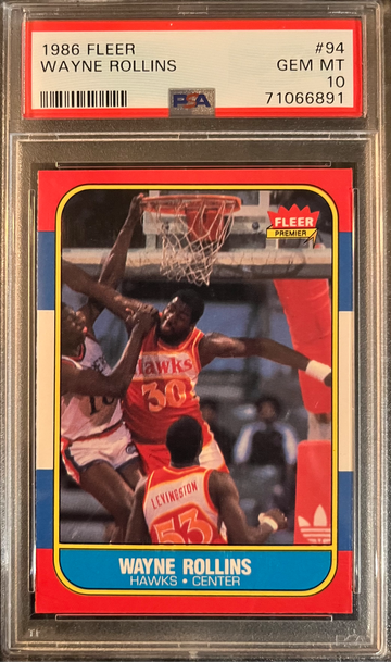 1986 Fleer Basketball #94 Wayne Rollins - Atlanta Hawks - PSA 10 Gem Mint