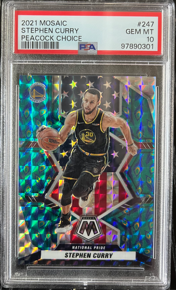 2021 Panini Mosaic Peacock Choice #247 Stephen Curry PSA 10 GEM MINT