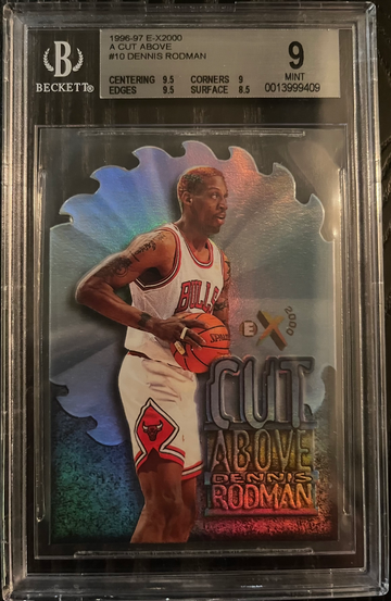 1996 Skybox E-X2000 A Cut Above #10 Dennis Rodman HOF BGS 9 MINT w/ 2x 9.5s