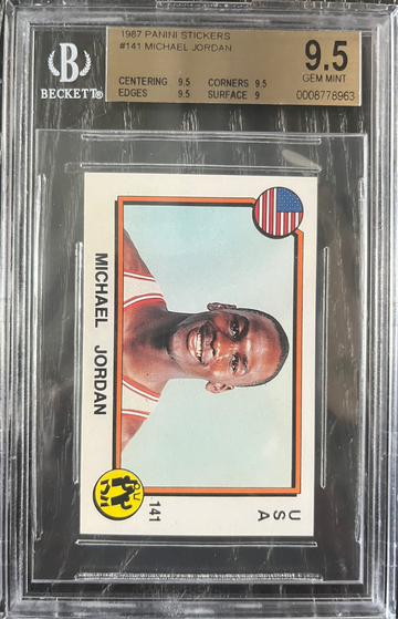 1987 Panini Stickers Supersport Italian #141 Michael Jordan BGS 9.5 GEM MINT