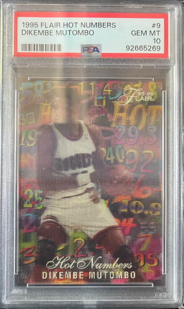 1995-96 Flair Hot Numbers #9 Dikembe Mutombo Nuggets PSA 10 GEM MINT