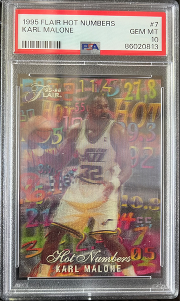 1995-96 Flair Hot Numbers #7 Karl Malone Jazz PSA 10 GEM MINT
