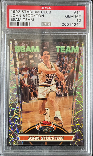 1992-93 Topps Stadium Club Beam Team #11 John Stockton Jazz PSA 10 GEM MINT