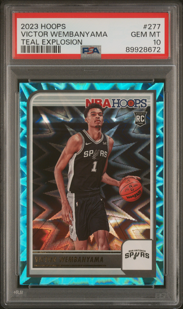 2023 VICTOR WEMBANYAMA PANINI NBA HOOPS | TEAL EXPLOSION #277 PSA 10