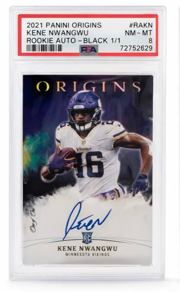 2021 Panini Origins Kene Nwangwu Rookie Auto BLACK 1/1 PSA 8 Vikings RC One Of One