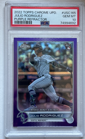 2022 Topps Chrome Update Purple Refractor JULIO RODRIGUEZ Rookie Debut PSA 10
