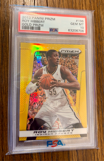 2013 Panini Prizm Roy Hibbert Gold Prizm /10 PSA 10 Gem Mint Indiana Pacers #196