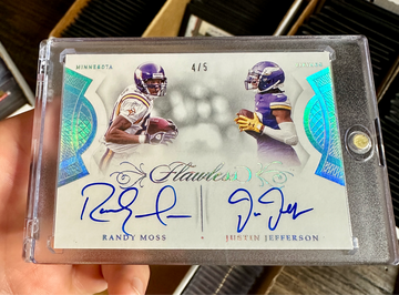 2015 Flawless Randy Moss, Justin Jefferson Dual On-Card Auto /5 Vikings 