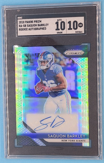 Saquon Barkley 2018 Prizm Rookie Autograph Silver SGC 10 10 - POP 2