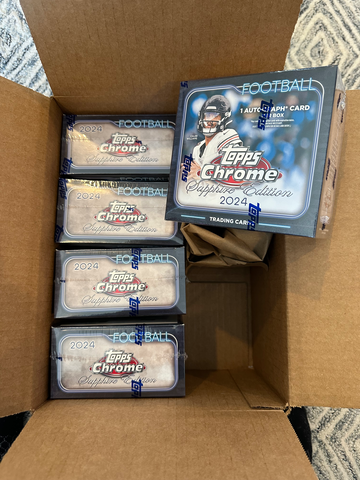 5 box lot 2024 Topps Chrome Football Sapphire Hobby Box 5 box lot factory sealed in hand ready to ship