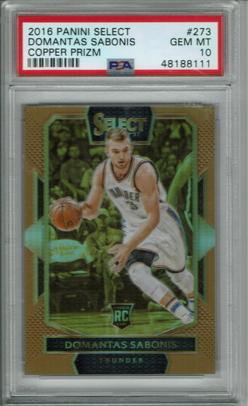 Domantas Sabonis 2016-17 Panini Select Copper Prizm RC 3/49 Jersey Number 1/1 PSA 10