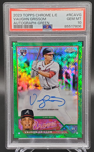 Vaughn Grissom 2023 Topps Chrome Logofractor Green Auto /99 PSA 10 POP 5 Red Sox!