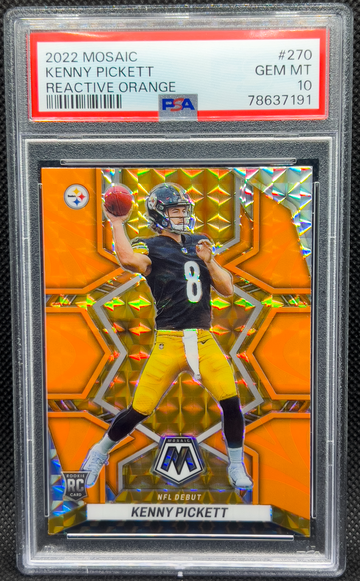 2022 Panini Mosaic Kenny Pickett RC NFL Debut Reactive Orange PSA 10