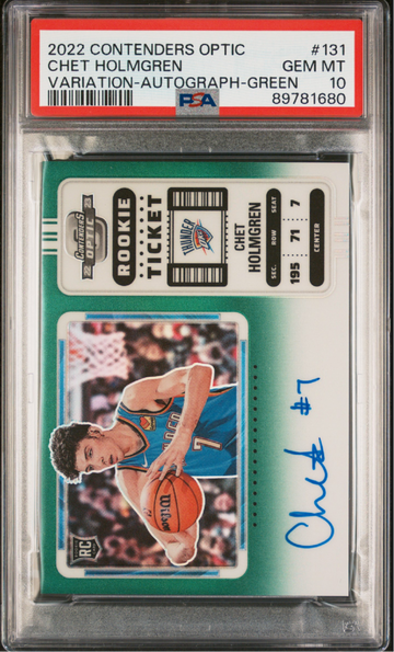 Chet Holmgren Contenders Panini Optic 2022 Rookie Green Auto /75 PSA 10 RC GEM MINT