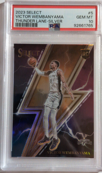 2023 Select Victor Wembanyama #5 Rookie Thunder Lane Silver PSA 10 