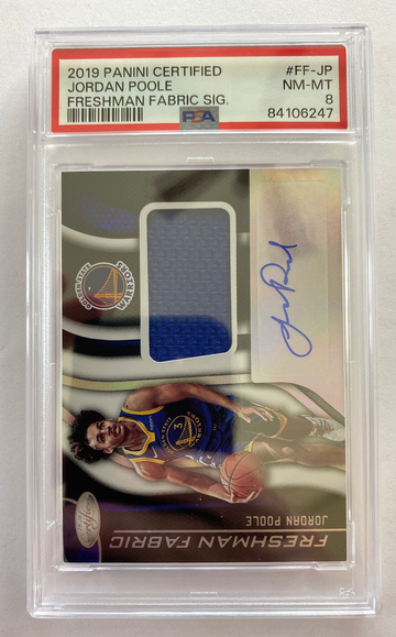 2019 Panini Certified Jordan Poole Freshman Fabric Sig PSA 8