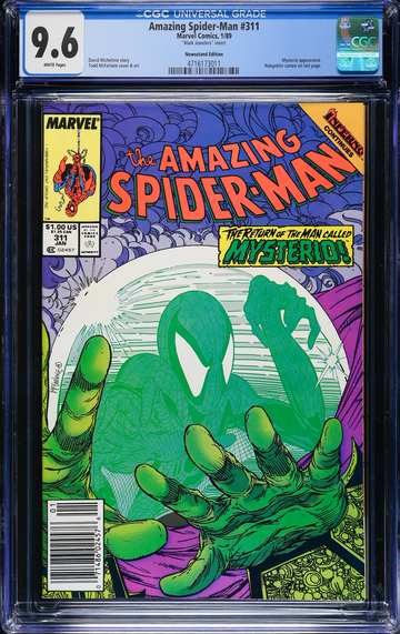 AMAZING SPIDER MAN 311 CGC 9.6 MARK JEWELERS NEWSSTAND POP 1 WHITE PAGES