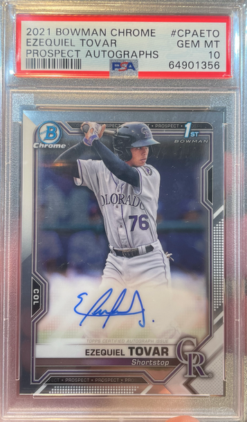 2021 BOWMAN CHROME PROSPECTS EZEQUIEL TOVAR AUTO RC PSA 10 GEM!