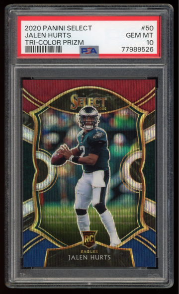 2020 Panini Select Jalen Hurts Tri-Color Prizm /199 #50 PSA 10
