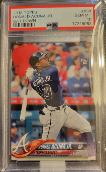 2018 Topps Series 2 Ronald Acuna Jr. RC Bat Down PSA 10 GEM MINT #698 BRAVES