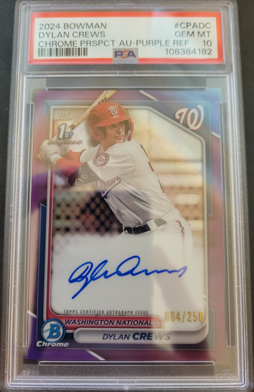 DYLAN CREWS 2024 Bowman Chrome PURPLE Refractor RC Rookie Auto 064/250 PSA 10
