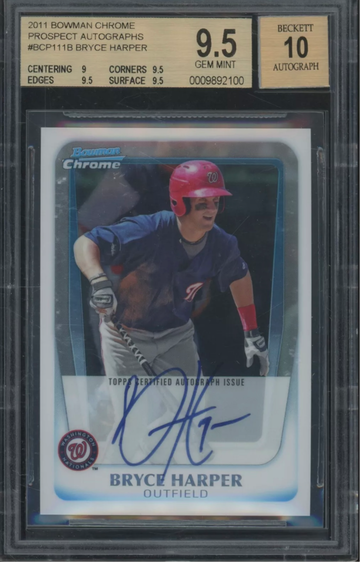 2011 Bowman Chrome Auto Bryce Harper BGS 9.5 Gem Mint