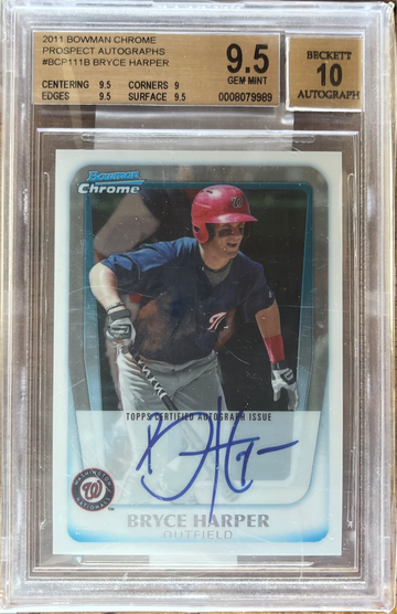 2011 Bowman Chrome Auto Bryce Harper BGS 9.5 Gem Mint