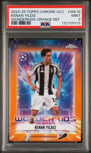 Kenan Yildiz 2024 Topps Chrome Wonderkids Orange /25 PSA 9 🔥 01/25 Juventus